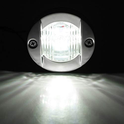 Luz de navegación de popa con anclaje impermeable de acero inoxidable para barco de popa de 12 V con luz de plástico transparente y carcasa de acero inoxidable (blanco)