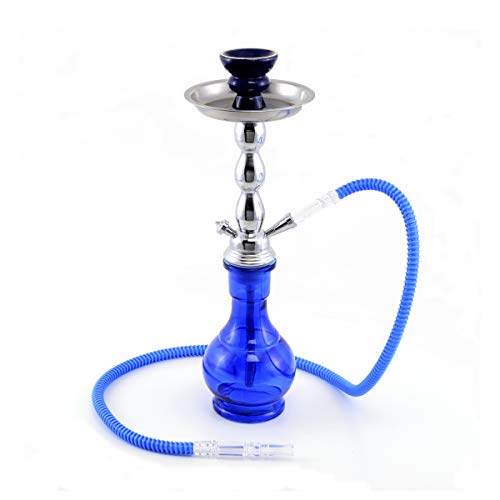 MADGROW. Cachimba BÁSICA 45 cm, 1 Manguera acrílica. Pack Incluido de 10 Pastillas de carbón y 10 boquillas. (Azul)