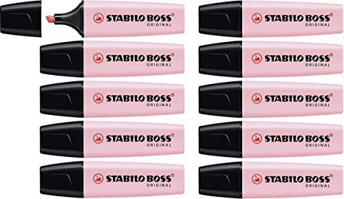 Marcador STABILO BOSS Original Pastel - Caja con 10 unidades - Color rubor rosa