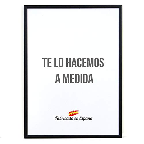 Marco a Medida para Fotos, póster, Puzzles, láminas, Diplomas y orlas. Cuadro Modelo 412-4 en Aluminio Negro Mate, con Cristal metacrilato 1.5 mm y Trasera Antihumedad 78x95 cm