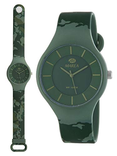 Marea Waves B35324/24 - Reloj de pulsera para hombre, diseño de camuflaje, correa de silicona, color verde