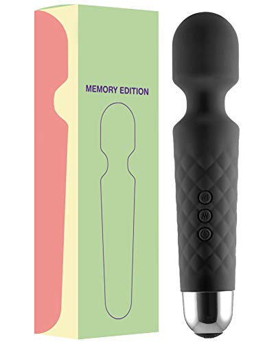 Masajeador Eléctrica Recargable Wand Massager Edición de Memoria - Con 20 patrones de vibración y 8 velocidades - Carga por USB - de Oliver James (Negro)