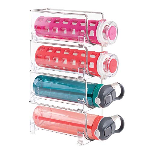 mDesign Botellero de vino para guardar botellas de vino o botellas de agua - Botellero apilable ideal para armarios de cocina y encimeras - Set de 4 unidades en color transparente