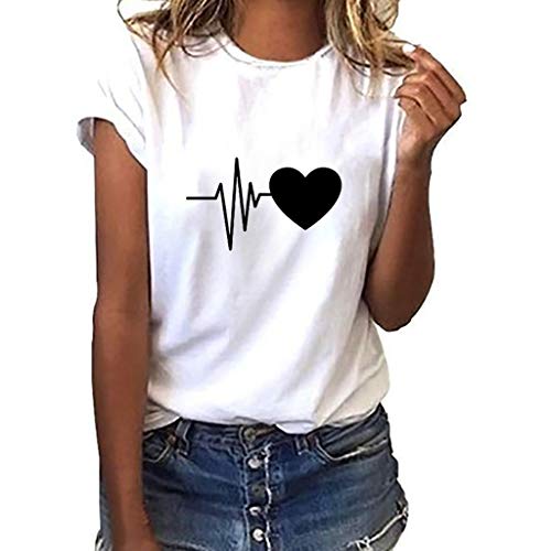 MEIbax Estampado Amor Elefante Girasol Camiseta de Manga Corta Mujer Tops Moda señoras Mujeres Sueltas Jersey Camisa Tank Tops Mujeres Chaleco Tops Blusas Camisetas de Tirantes (A # 1, 3XL)