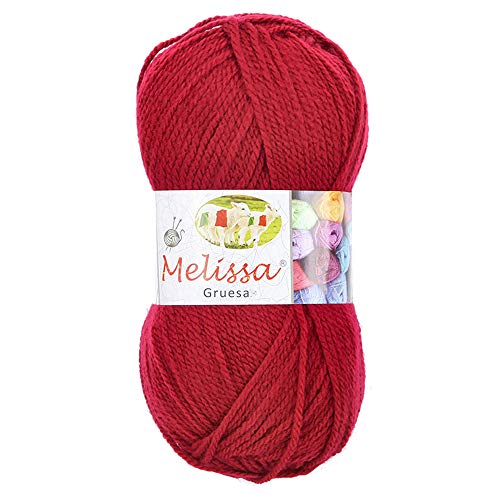 Melissa Hilo 100% Acrilico Ovillo de Lana (115m 100g * 1=50g * 2) Premium para DIY Tejer y Ganchillo, Certificado OEKO-TEX Standard 100,Agujas Talla 5(1/2)-6(1/2),Rojo 30,Enviado desde Europa