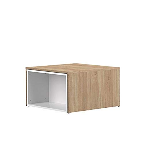 Mesa de centro modular contemporánea blanca / roble natural 120 x 67 x 38,1 cm, 2066A0300X00