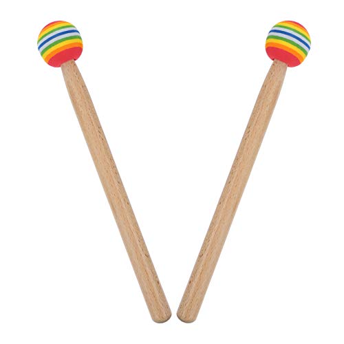 MILISTEN 2 Piezas Mazos de Baquetas de Madera Palos de Percusión para Niños Carillón de Energía Xilófono Bloque de Madera Glockenspiel Bells Accesorios para Instrumentos Musicales