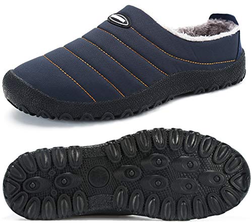 Mishansha Zapatillas de Estar por Casa Mujer Hombre Zapatos de Casa Invierno con Forro de Piel - Cálidas y Cómodas - con Suela Antideslizante para Exterior e Interior, Azul 43