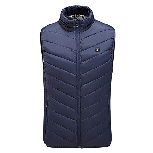 MNSSRN Chaleco calefactable, Chaqueta Acolchada de algodón de Carga Inteligente con calefacción de 9 Zonas, Cuello Alto para Hombre para Mantener el Calor Chaqueta calefactora eléctrica USB de GRAF