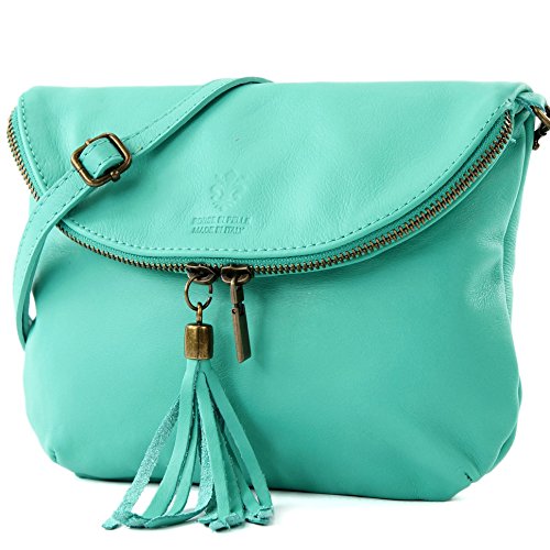 modamoda de - mantos ital/Clutchtasche Mini napa de cuero T07, Color:aguamarina