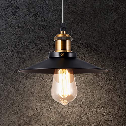 Moderna Retro Vintage Colgante de Luz - E27 Industrial Ajustable Pantallas de Iluminación Clásico Edison para Loft Restaurante Coffee Bar, Sin Bombilla, Negro