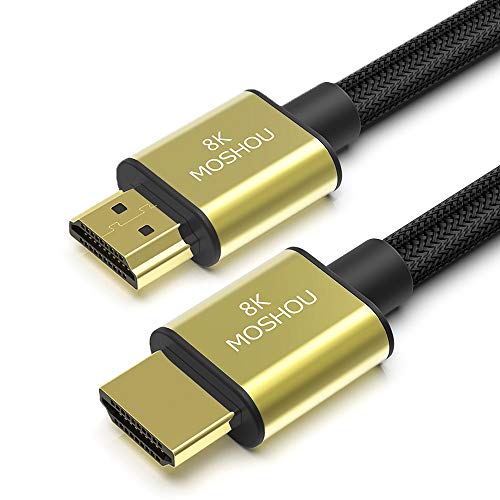 MoShou - Cable HDMI 2.1 / UHD HDR 4K 8K 120Hz 2160p 4320p 3D / ARC Dolby Vision Atmos/Trenzado de Nylon/Ultra Alta Velocidad 48Gbps Ethernet - Estándar más Reciente (4m)