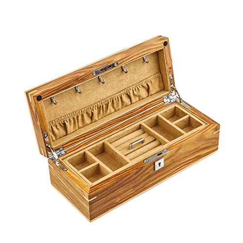 Mostrar pantalla Almacenamiento de madera Estuche de reloj de madera Caja de joyería de doble bloqueo Caja de reloj de alta capacidad para el almacenamiento de relojes de joyería (color: metálico, Tam