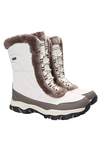 Mountain Warehouse Botas de Nieve para Mujer de Ohio: Zapatos de Invierno a Prueba de Agua, Parte Superior de Tela, Forro y Suela de Goma Isotherm Transpirable y Duradero Beige 38