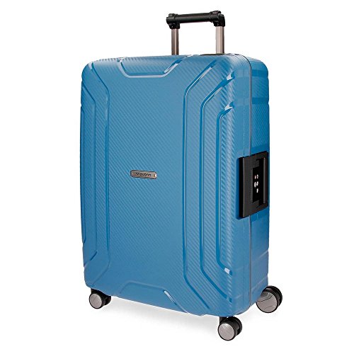 Movom Newport Maleta grande Azul 53x75x31 cms Rígida Polipropileno Cierre TSA 107L 5Kgs 4 Ruedas Dobles