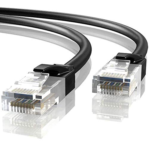 Mr. Tronic 25m Cable de Instalación Red Ethernet Latiguillo para Exterior | CAT6, AWG24, CCA, UTP, RJ45 | Color Negro (25 Metros)