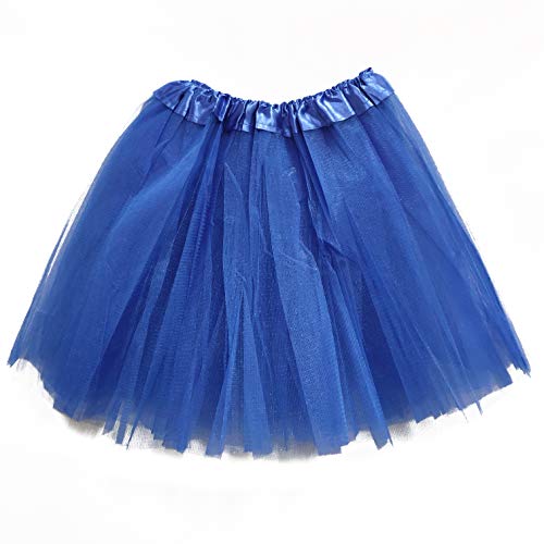 MUNDDY Tutu Elastico Tul 3 Capas 30 CM de Longitud para niña Bebe Distintas Colores Falda Disfraz Ballet (Azul Oscuro)