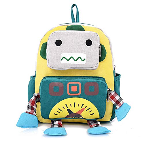 mxdmai Bolso del Robot de Dibujos Animados Ajustable Uso Escuela Mochila de Lona Exterior Multi Robot Mochila Amarillo