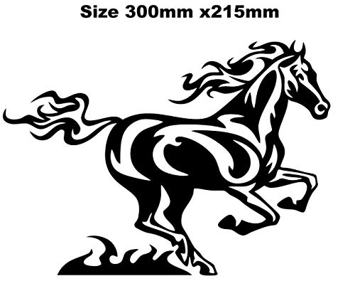 myrockshirt Adhesivo para coche, diseño de caballo galopando con llamas, 300 x 215 mm, tipo 2, autoadhesivo, calidad profesional, sin fondo, resistente a los rayos UV y al túnel de lavado
