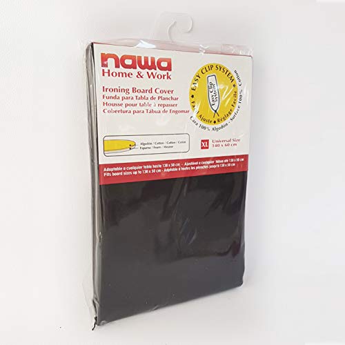 Nawa Funda de Planchar Encaja en Cualquier Tipo de Tabla de Entre 110-130 cm de Largo y 30-47 cm de Ancho (Negro Total)