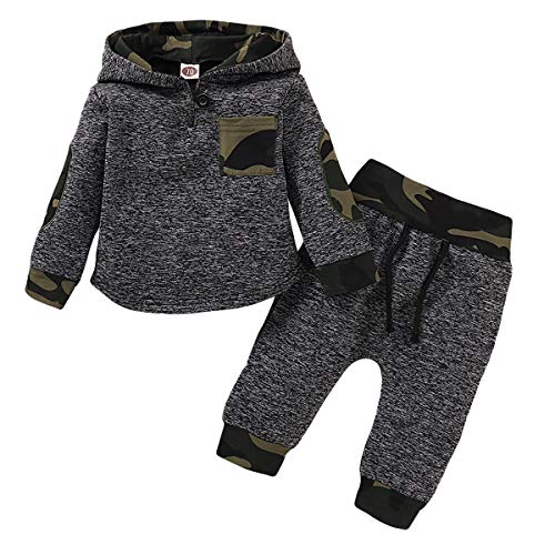 NCONCO 2 unids/lote niño niño trajes traje moda camuflaje impresión sudadera con capucha y pantalones