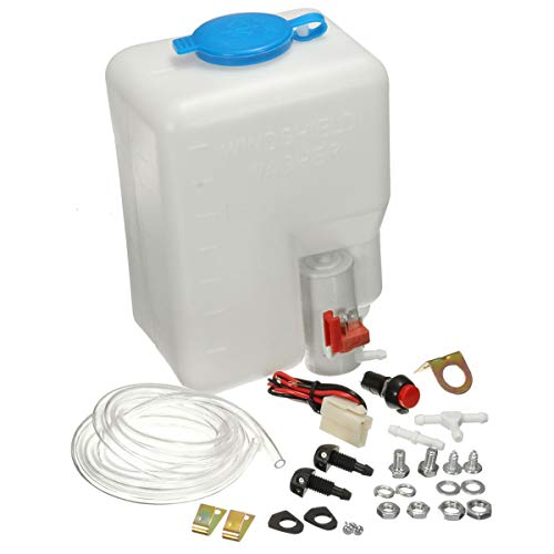 Nihlsfen Kit de Botella de Bomba de depósito de arandela de Parabrisas de Coche clásico Universal de 12 V, Herramienta de Limpieza de Interruptor de Chorro fácil y Conveniente de Usar