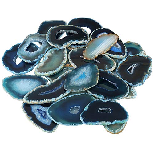 Nupuyai Discos de ágata Colgante Piedras Preciosas Geode Discos de ágata con Agujero para fabricación de Joyas decoración