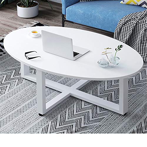 Nvshiyk Mesa de Centro de Muebles Oval Coffee Table Sofá Mesa Sala de Estar Dormitorio Oficina Oficina balcón Cocina Viva (Color : Blanco, Size : 100x48x47cm)