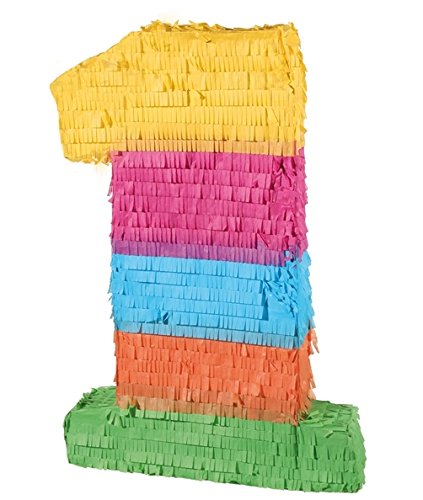 Out of the Blue Piñata Números 0 – 9 para elegir, decoración y fiesta para cumpleaños, aniversario, cumpleaños infantil, rellenable, 48 x 37 x 7,5 cm, material: papel/plástico