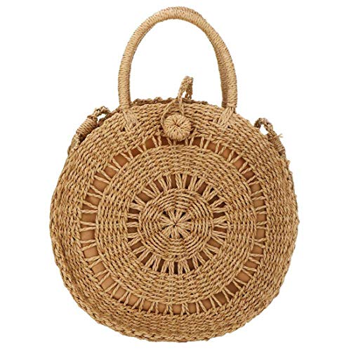 Paja Bolsa Crossbody Mujeres Tejer Bolsa de hombro Ronda Verano Playa Bolso Y Bolsos de mano