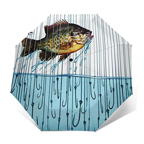 Paraguas Plegable Automático Impermeable Saltar Peces liberarse, Paraguas De Viaje Compacto a Prueba De Viento, Folding Umbrella, Dosel Reforzado, Mango Ergonómico