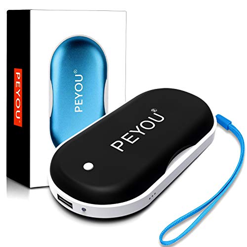 PEYOU Calentador de Manos USB, [Iluminación Led] Calienta Manos Recargable, 5200mAh Banco de Energía Portátil, Calentador de Bolsillo para Mujeres - Regalo para Familia, Amigos