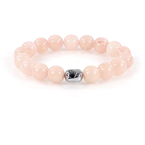 Pulsera elástica de cuentas redondas lisas de morganita natural, regalo de joyería de piedras preciosas de Buda de moda para ella