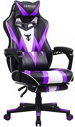 Púrpura Silla de Juego Gaming para Adultos, Silla Gaming con Reposapiés, Silla Ergonómica Racing, Silla Gamer Grande e Alto, Masaje Silla Gaming, Silla Gaming Giratoria, E-Sports Sillas de Juego