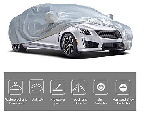 Queta Funda para Coche Exterior, Resistente a los aranazos, Cubierta del Coche, Antipolvo/Anti-UV, A prueba de Lluvia/Polvo/Nieve, Protector Solar, Protección contra el Calor (4.7 * 1.8 * 1.5m)