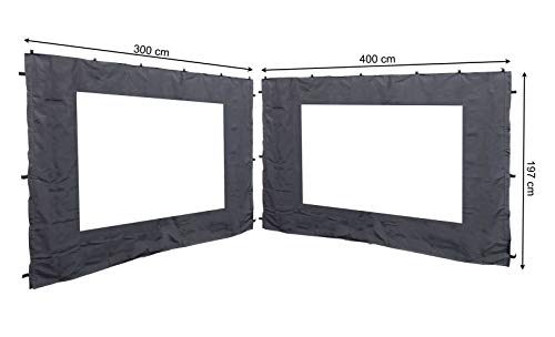 Quick-Star 2 Laterales con Ventana de PVC para Rank Carpa 3 x 4 m Aspecto Pared Antracita