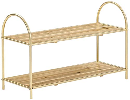 Ranuras de zapato ajustables Organizador Bastidore Rack de zapatos 2 niveles de hierro Arte Zapato Rack Nórdico Sencillez Solid Madera Tablero Zapato Estante Almacenamiento Zapato Soporte Entrada Hoga