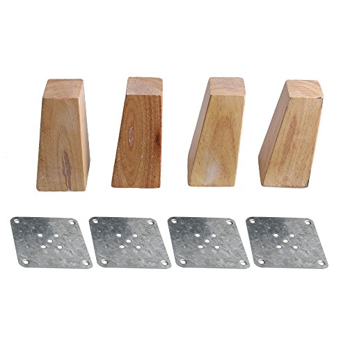 RDEXP Patas cuadradas de madera de color 12 cm de altura total de madera con forma trapezoidal para patas de muebles, juego de 4