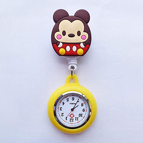 Reloj de Bolsillo Médico Colgante,Lindo Reloj de Bolsillo retráctil, Reloj electrónico médico Estirable Femenino, Gris rosáceo pálido,Bolsillo Reloj de enfermería con Clip