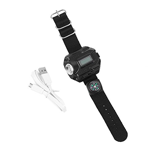 Reloj de Pulsera, Aluminio y plástico Fabricado 2-3,5 Horas Tiempo de iluminación Continua Reloj de Pulsera con Linterna de 8 W