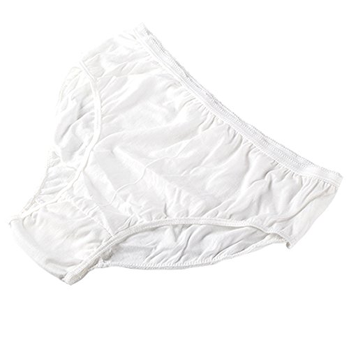 Ropa Interior de algodón desechable 100% Puro Bragas de Viaje Corte Alto Granny Briefs Blanco/Multicolor (10 Piezas) (Blanco, Mediano - Cintura 71-83cm, Caderas 95-106cm)