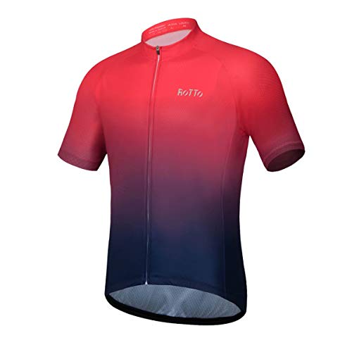 ROTTO Maillot Ciclismo Hombre Camiseta Ciclismo Manga Corta Ropa Ciclista para Bicicleta de montaña con Bolsillo