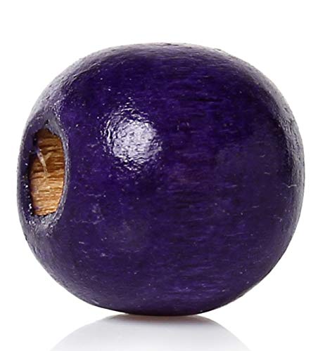 Sadingo Perlas de madera de color morado oscuro, para manualidades, llaveros, perlas decorativas, para enhebrar, 200 unidades, 10 mm