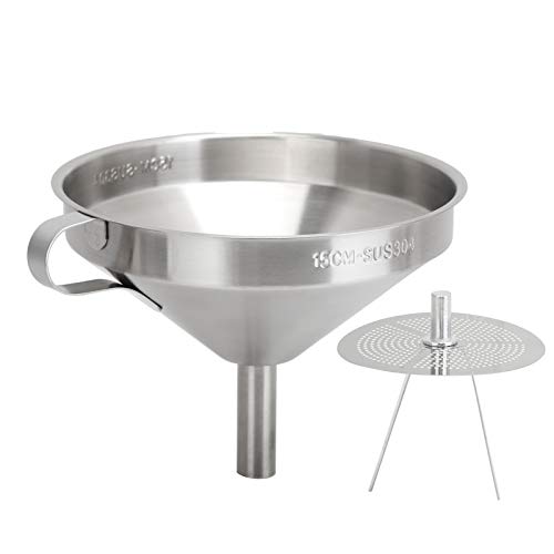 Sdfafrreg Embudo de Aceite, Embudo de líquido, Boca de Embudo Engrosada Utensilios de Cocina para Aceite de vertido de(304 Funnel: 15cm (no Logo))