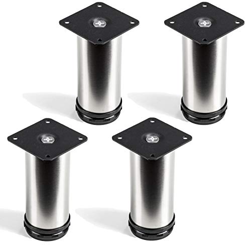 Set de 4 x SO-TECH® Pata de Mueble"JIM" ACERO FINO Ø 50 mm Alto 120 mm Capacidad de Carga muy Alta