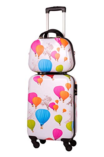 Set Maleta Cabina más Neceser Globos, Maleta 55x35x20 cm y Neceser 33x26x13 cm