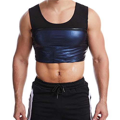 Sfigur Camiseta de tirantes para hombre, deportiva, para sauna, moldeadora, de neopreno, con control de abdomen y efecto de sudoración Negro XXXXL