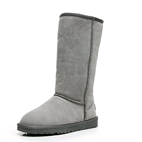 Shenn Comfort Punk - Botas de caña alta para nieve, de ante, color Gris, talla 39 EU