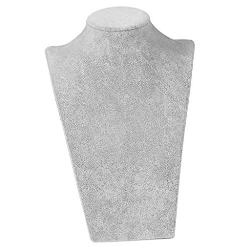 Shiwaki Maniquí con Soporte De Busto De Exhibición De Collar De Terciopelo Gris, Exhibición De Joyería, Premium, 5 Tamaños para Elegir - Ancho 115 x Alto 200 mm