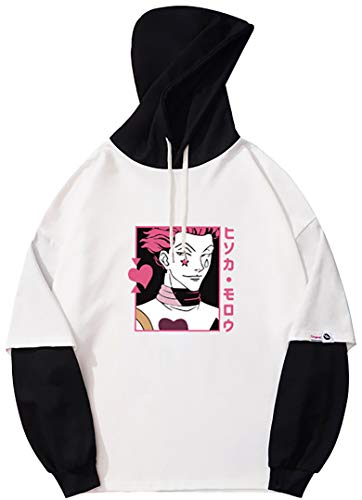 Silver Basic Sudadera con Capucha Unisex Hisoka Inspirada en Anime Hunter x Hunter Ropa Sudadera para Niños y Hombres Killua Gon Cosplay M,Blanco Hisoka-2